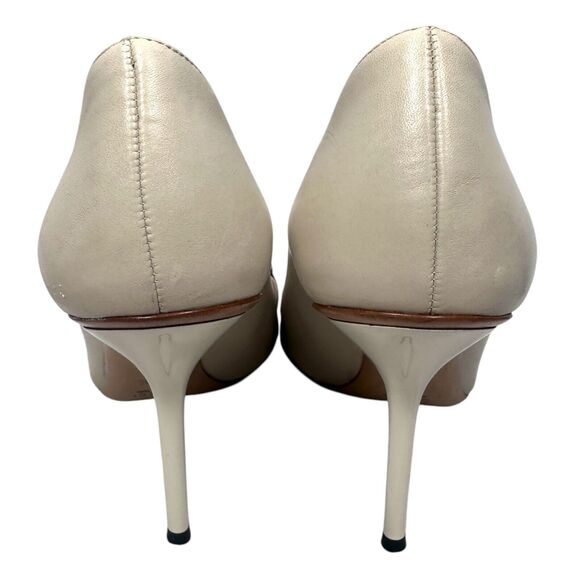 Gucci Peep Toe Horsebit Stiletto Heel Pump Shoes Women 36.5 Beige Leather 247518 - Picture 5 of 10